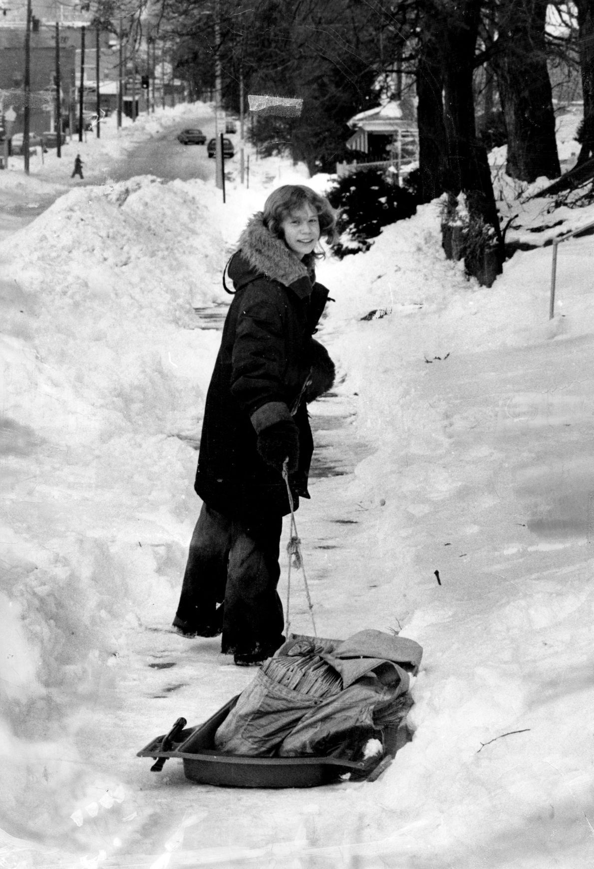 World-Herald paper carrier Gail Rickert of Omaha found a way to deliver papers in the storm